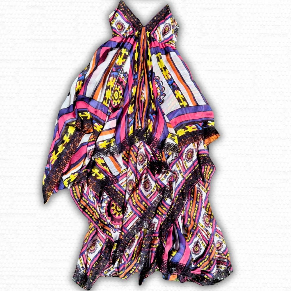 Diane von Furstenberg Daisy Bis Silk Maxi Dress Handkerchief 2 Wedding Guest